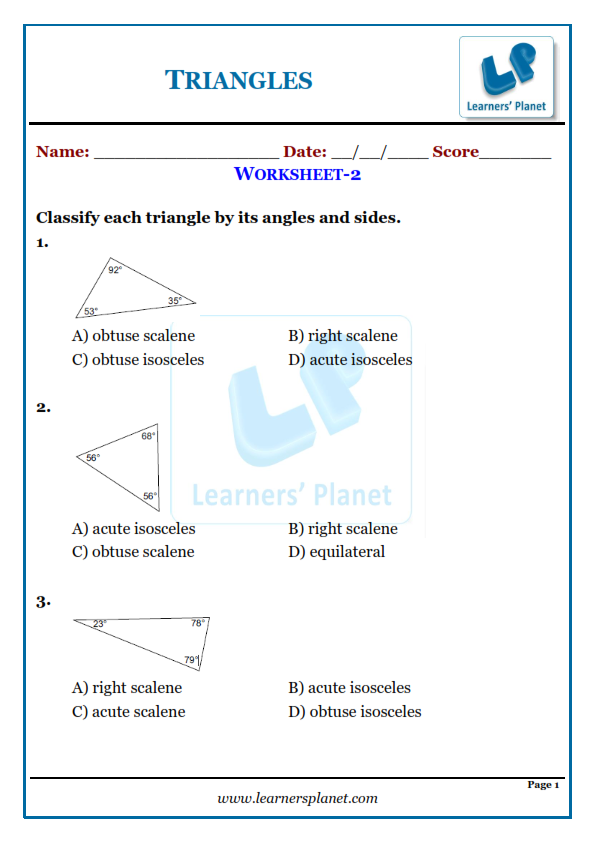 Classify each triangle by its angles and sides.